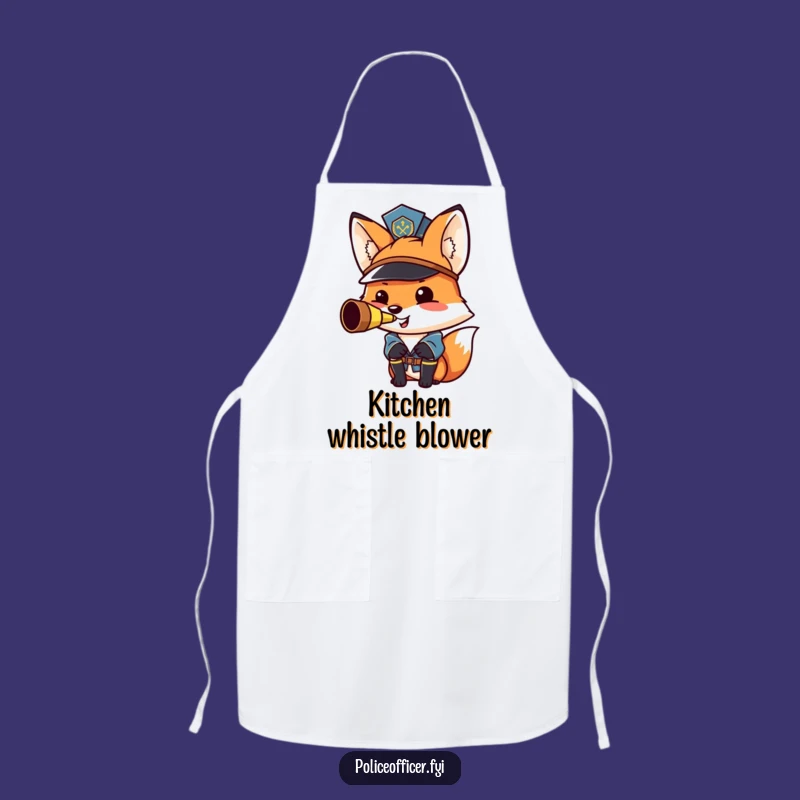 Funny Fox Cop Apron: Cook with Pride Like This Whistling Officer