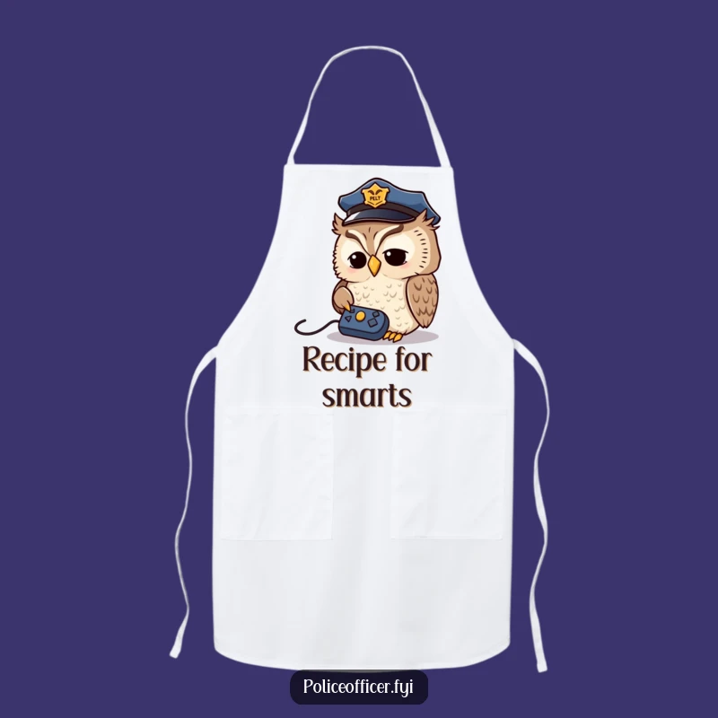 Funny Owl Detective Chef Apron - Humorous Police Owl Kitchen Wear, Great Funny Gift