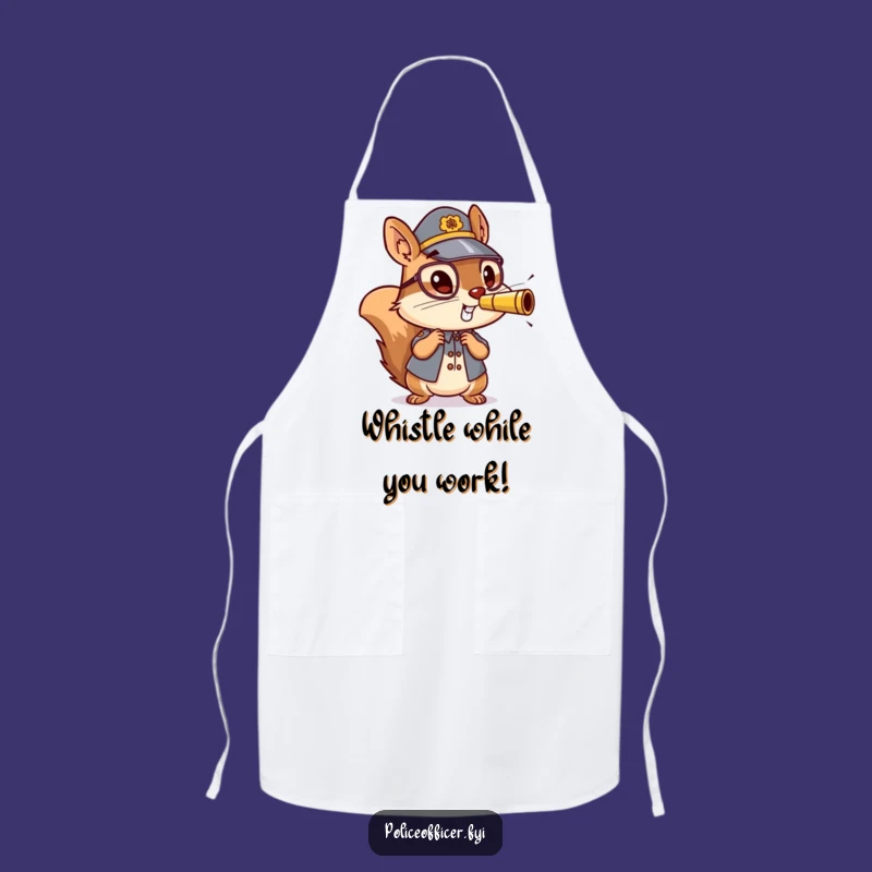 Funny Squirrel Officer Apron: Energetic Whistle Blower, a Humorous Kitchen Gift
