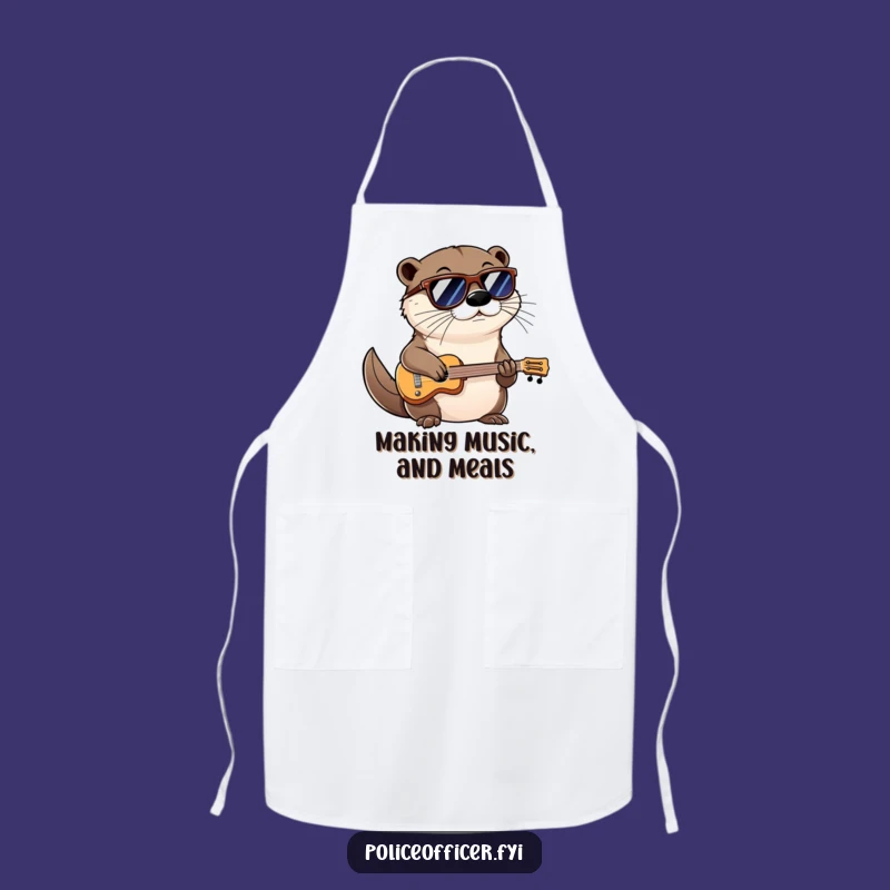 Funny Otter Apron: Cool Shades Smirk Musician - Kitchen Jam Gift