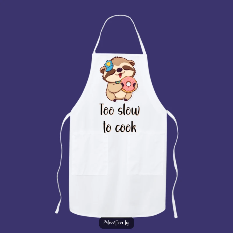 Funny Sloth Police Apron: Sleepy Donut Cop Kitchenwear, a Hilarious Funny Gift for Bakers!