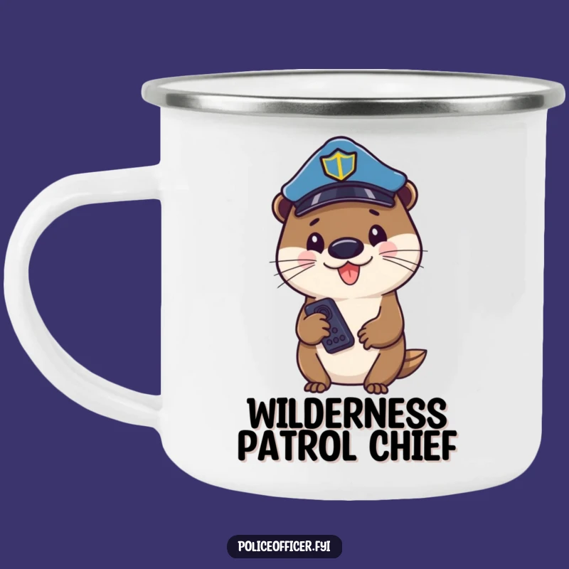 Funny Otter Cop Camping Mug: Cheerful Officer With Remote, Great Funny Gift!