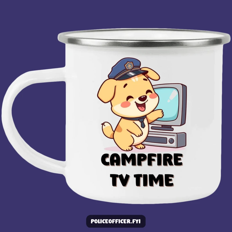Funny Police Dog Camping Mug: Happy TV Watcher, a Hilarious Gift for Outdoors