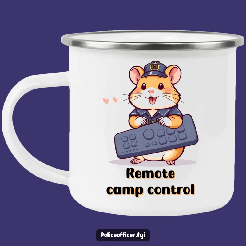 Funny Hamster Police Camping Mug: Giant Remote Control, a Hilarious Outdoor Gift