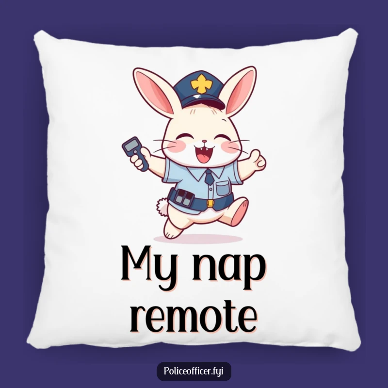 Funny Bunny Police Pillow: Cozy Joyful Companion, a Hilarious Accent