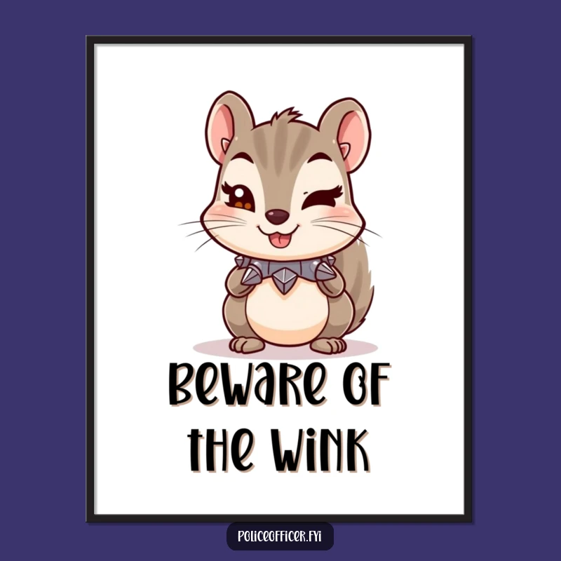 Funny Squirrel Digital Art: Spiked Collar Cheeky Wink - Instant Download Gift
