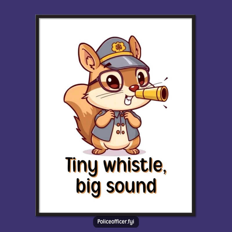 Funny Squirrel Officer Digital Art: Energetic Whistle Blower, a Humorous Downloadable Gift