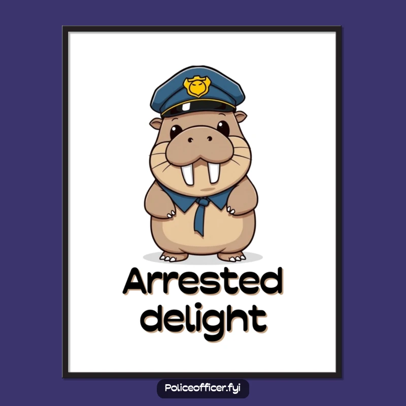 Funny Walrus Police Digital Art: Wobbly Officer Laugh, a Humorous Downloadable Gift