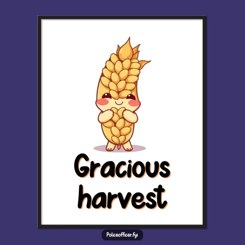 Funny Bowing Wheat Digital Art - Instant Cartoon Charm for Your Walls