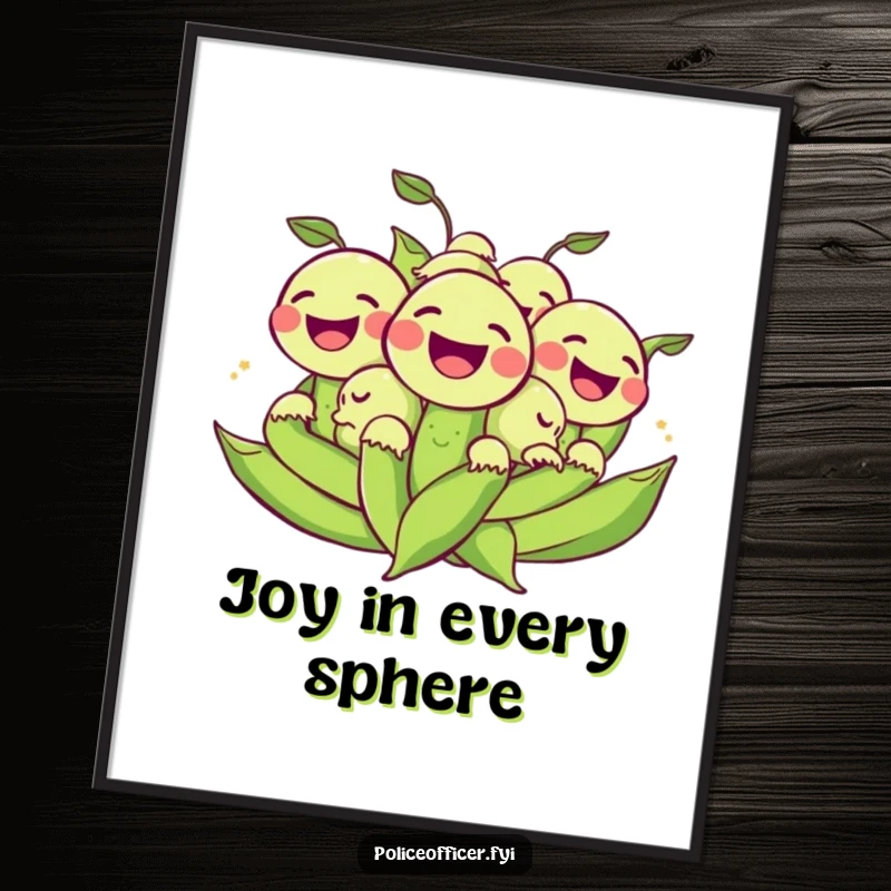 Funny Digital Art Print: A cheerful bunch of peas laughing as they roll, hilariously conveying infectious energy and joyful vibes digitally.