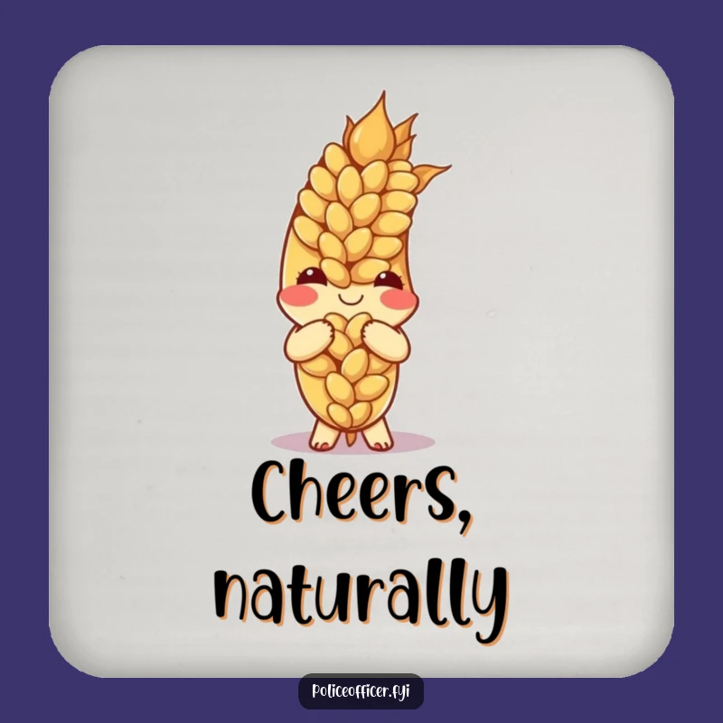 Funny Bowing Wheat Drink Coaster - Protect Surfaces with Cartoon Charm