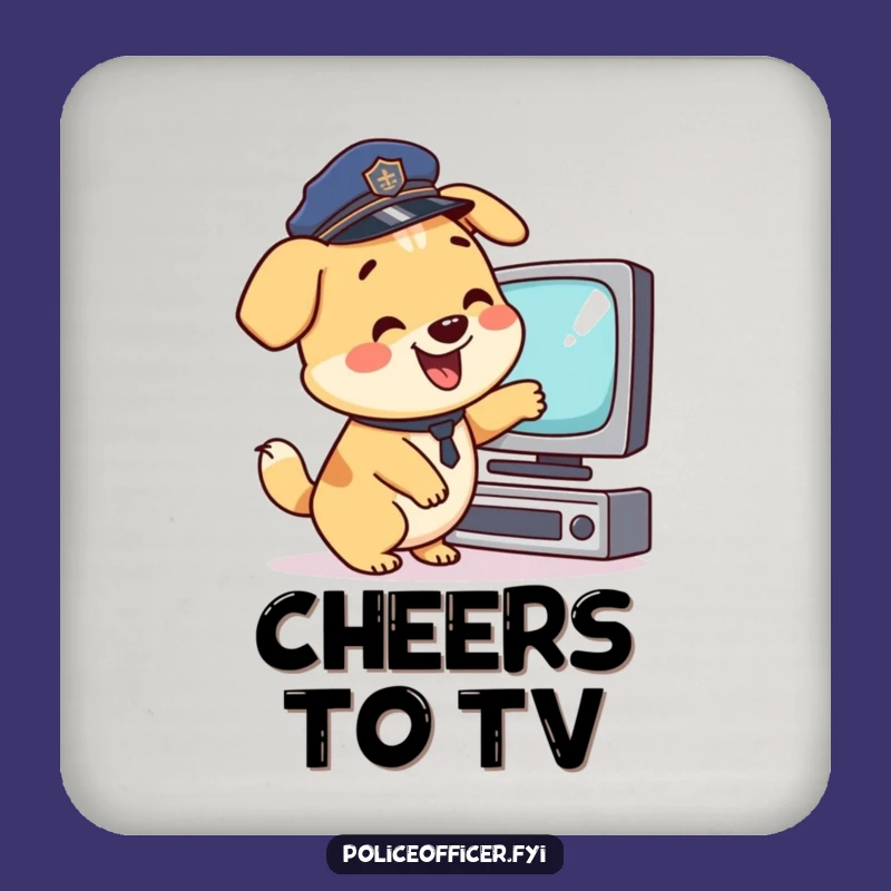 Funny Police Dog Coaster: Happy TV Guard, a Hilarious Gift for Tables