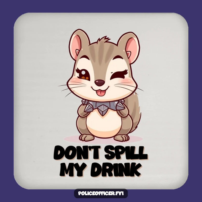 Funny Squirrel Coaster: Spiked Collar Cheeky Wink - Protect Your Surfaces Gift