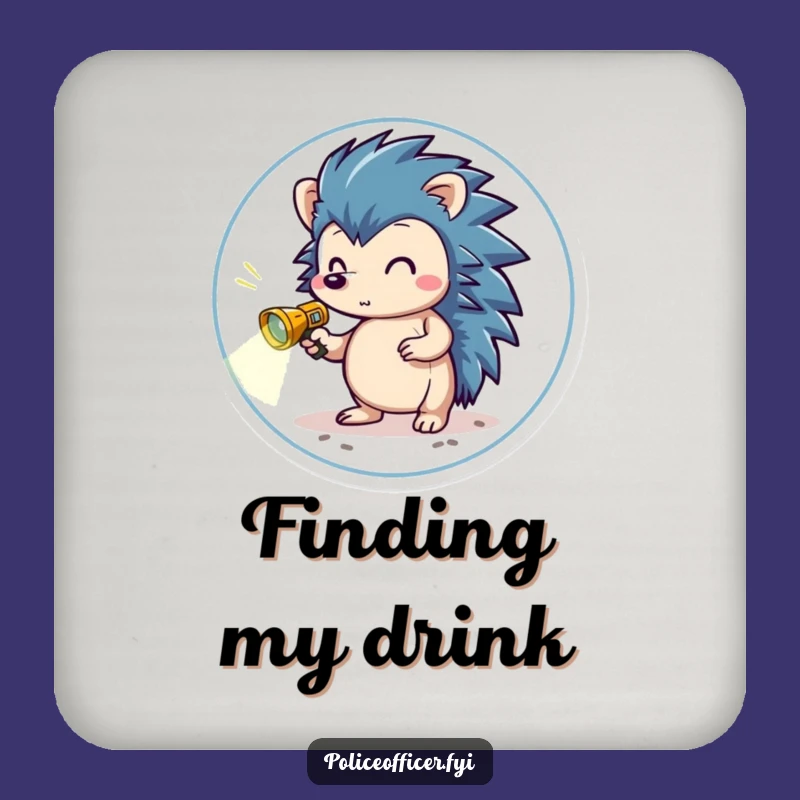 Funny Brave Hedgehog Coaster - Explorer's Protection for Your Drinks