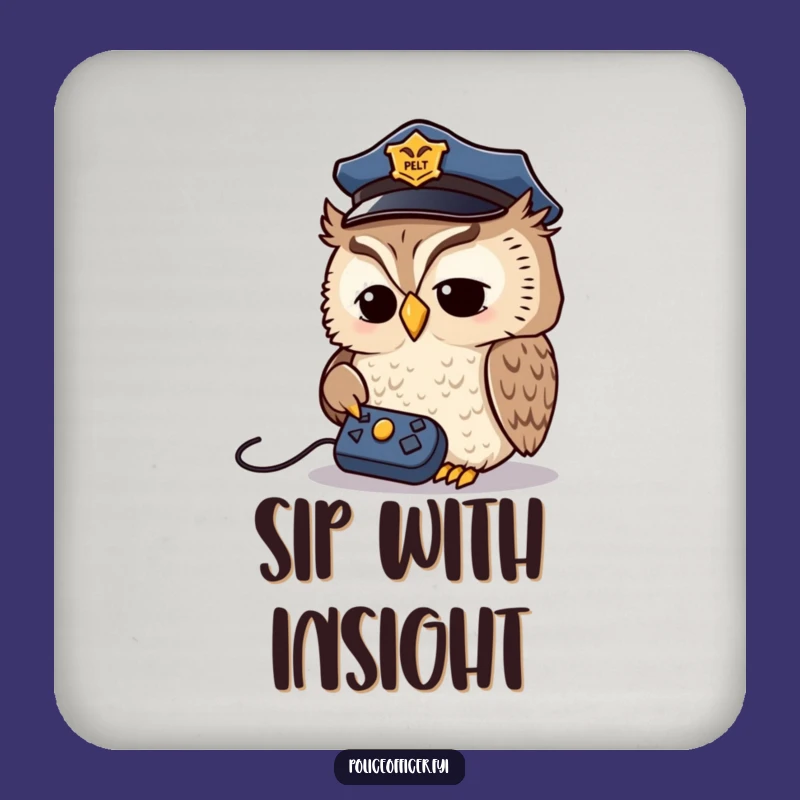 Funny Owl Detective Coaster - Humorous Police Owl Drink Protector, Perfect Funny Gift