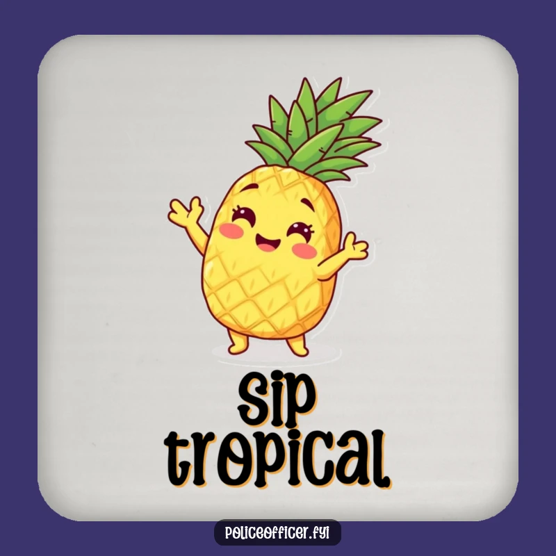 Funny Pineapple Pose Drink Coaster - Protect Surfaces with Tropical Flair