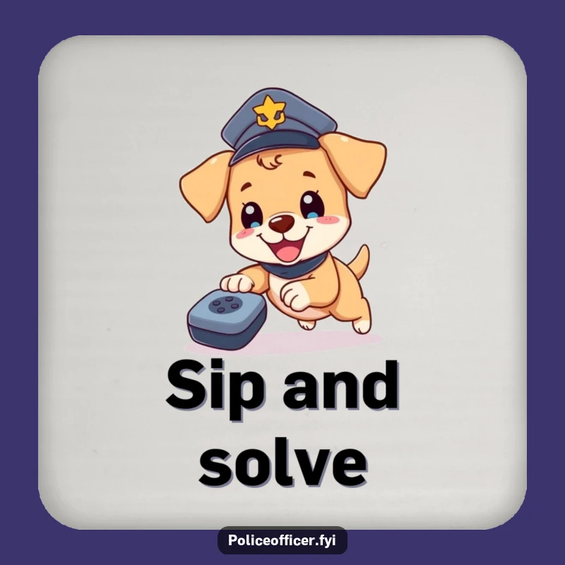 Funny Puppy Cop Coaster - Humorous Police Dog Drink Protector, Perfect Funny Gift