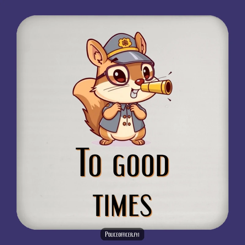 Funny Squirrel Officer Coaster: Energetic Whistle Blower, a Humorous Table Gift