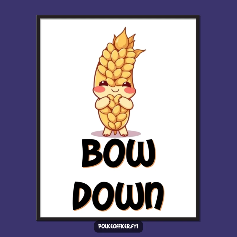 Funny Bowing Wheat Poster - Charming Cartoon Grain Art for Your Walls