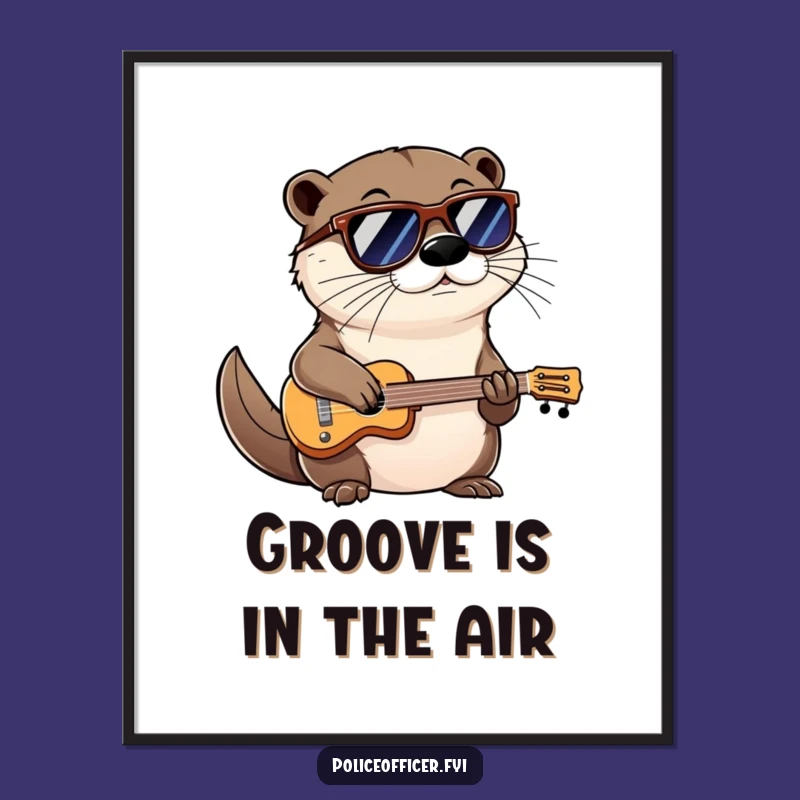 Funny Otter Poster: Cool Shades Smirk Musician - Wall Art Gift