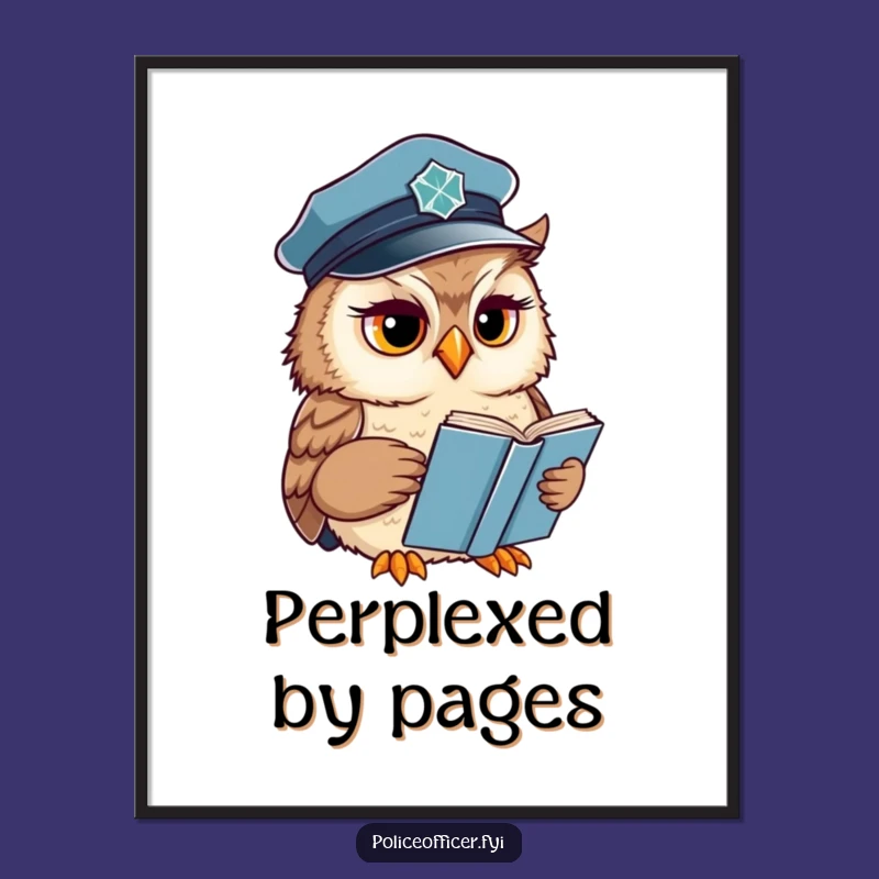 Funny Owl Poster: Wise Officer Art, Concerned Reader, Quirky Wall Decor Funny Gift