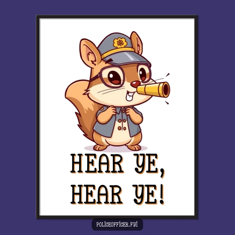 Funny Squirrel Officer Poster: Energetic Whistle Blower, a Humorous Wall Art Gift