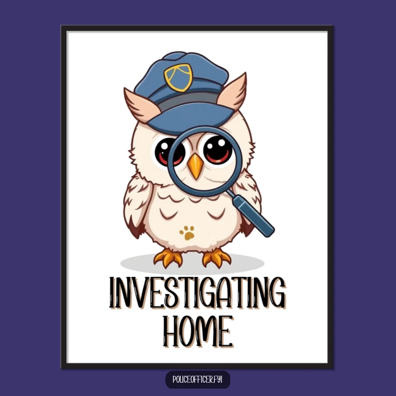Funny Wise Owl Detective Poster - Mystery Art for a Thoughtful Wall