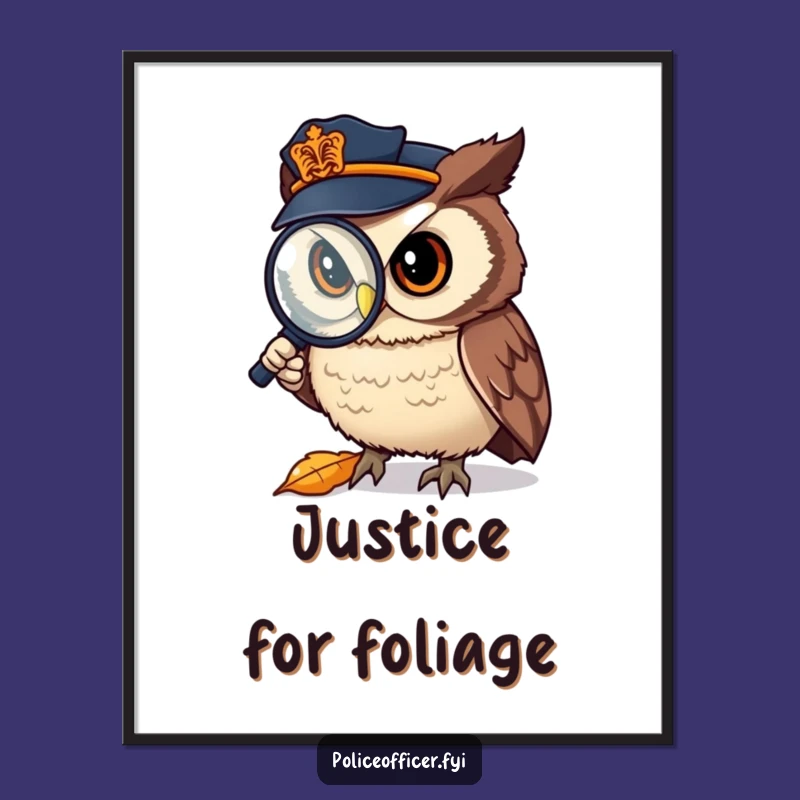 Funny Owl Detective Poster: Leaf Forensics Art, Perfect Funny Gift Decor