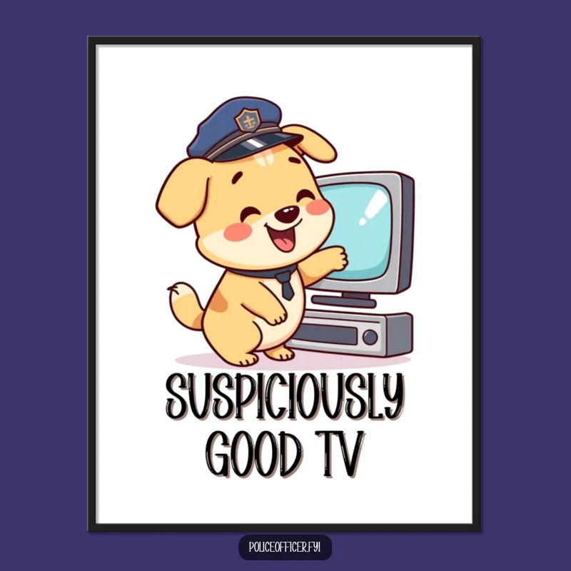 Funny Police Dog Poster: Happy TV Guide, a Hilarious Art Piece for Fun