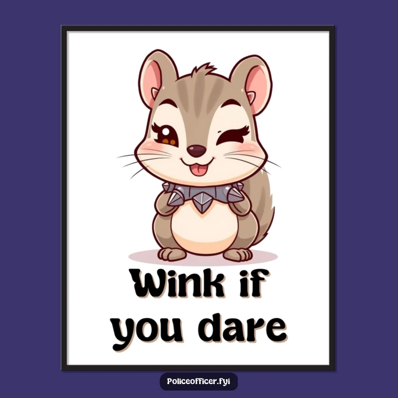 Funny Squirrel Poster: Spiked Collar Cheeky Wink - Quirky Wall Art Gift