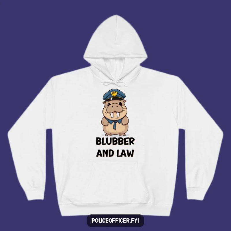 Funny Walrus Police Hoodie: Wobbly Officer Warmth, a Cozy Funny Gift