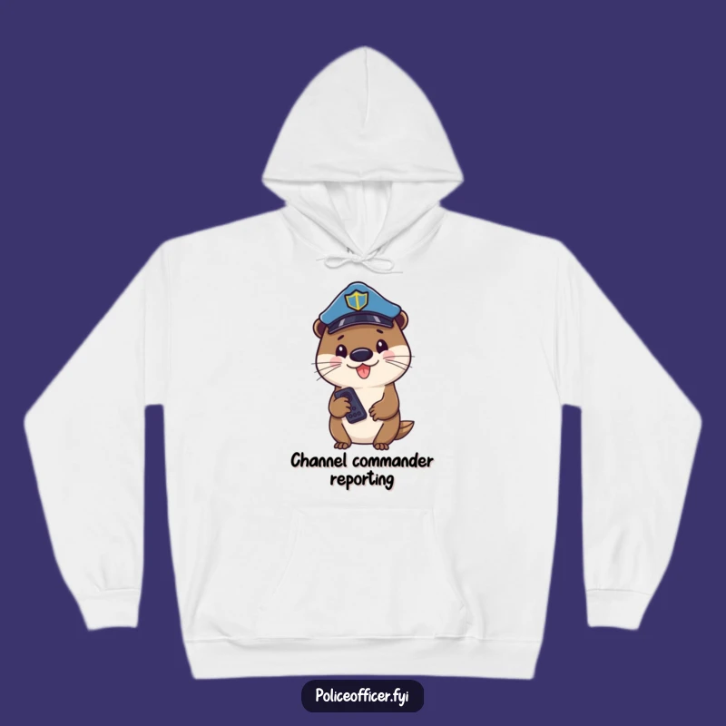 Funny Otter Cop Hoodie: Cozy Officer With Remote, The Perfect Funny Gift!