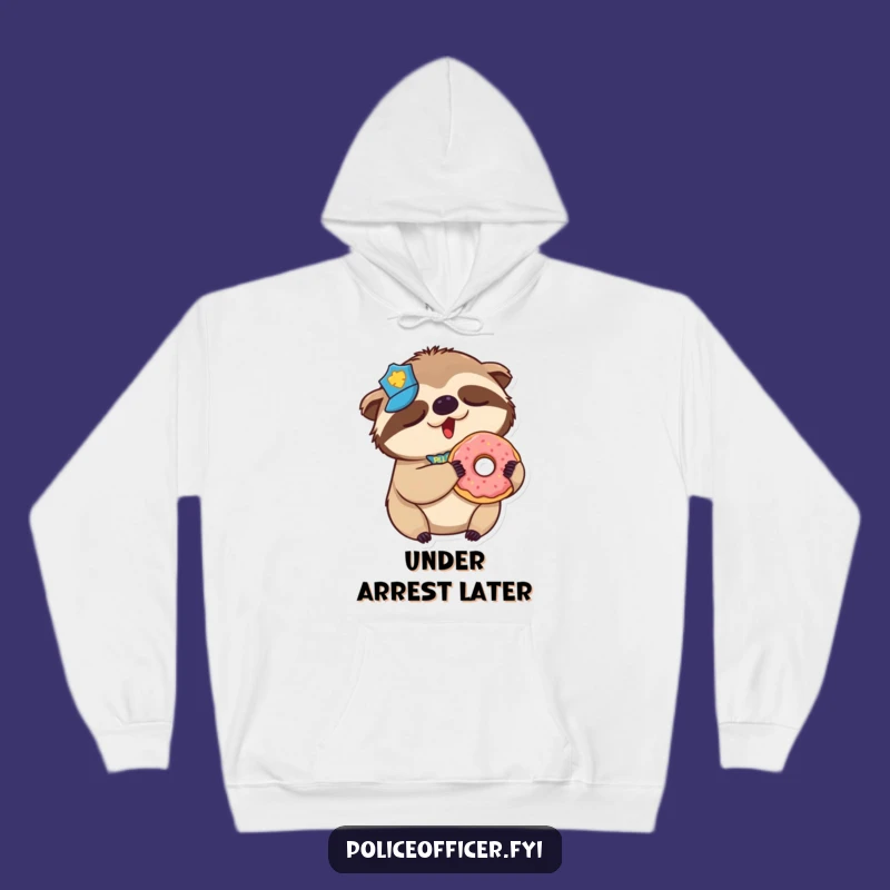 Funny Sloth Police Hoodie: Cozy Donut Cop Sweatshirt, the Ultimate Funny Gift for Lazy Days!