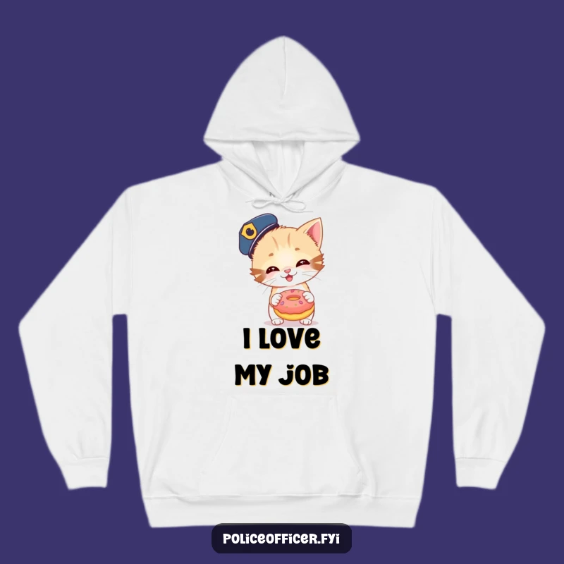 Funny Kitten Police Donut Hoodie - Cozy and Hilarious Gift for Cat & Cop Enthusiasts!