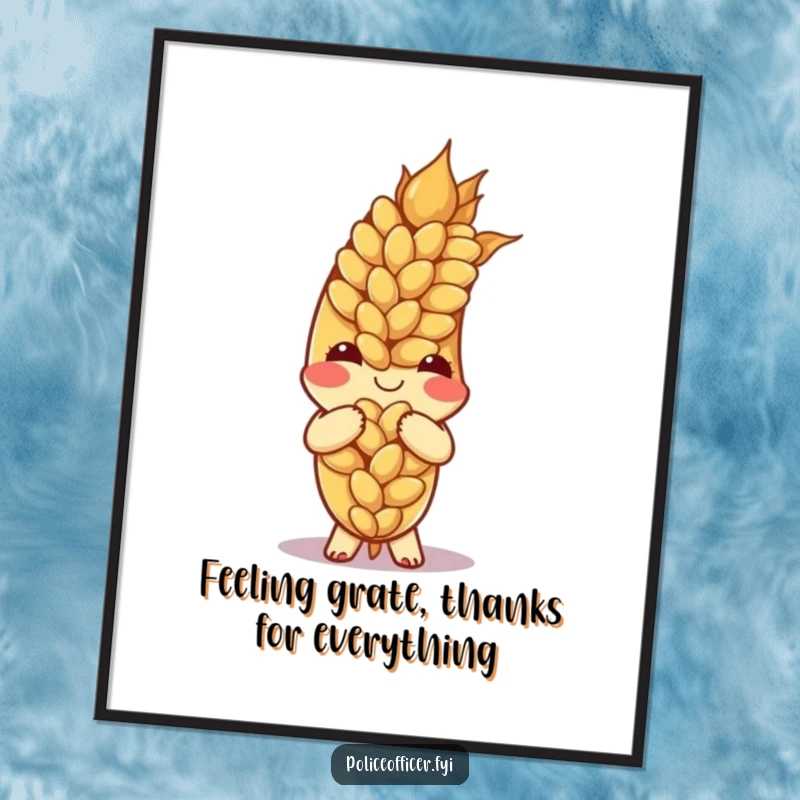 Wholesome Free Printable Wall Art: An ear of wheat with a gentle smile bows gracefully, bringing peace.