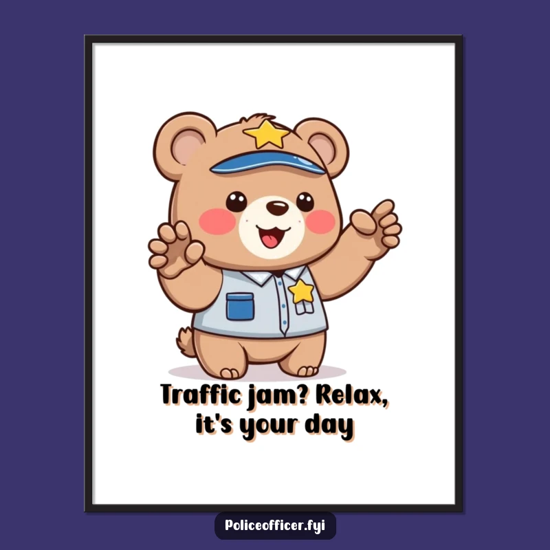 Free Printable Bear Cop Wall Art: Cute & Funny Downloadable Decor for a Playful Home!