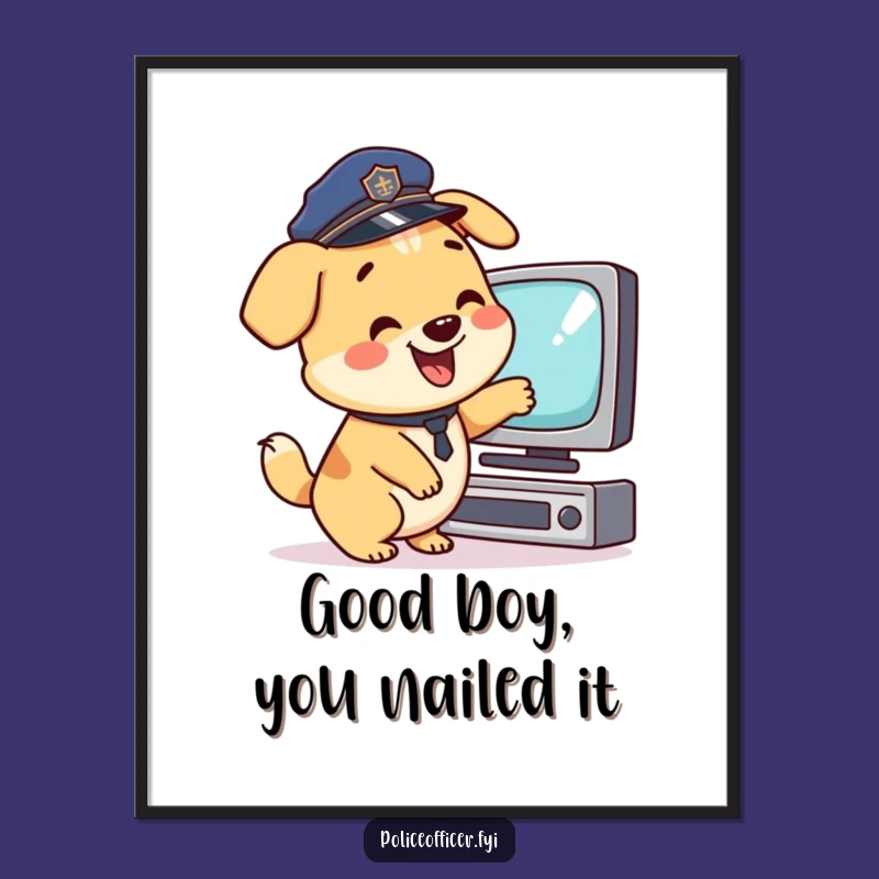 Free Printable Dog Wall Art: Funny Police Pup Downloadable Decor