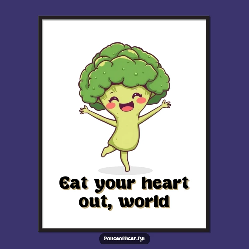 Funny Free Printable Wall Art: Broccoli Pirouette for a Whimsical, Healthy Decor