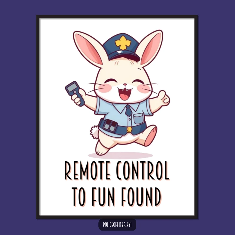 Free Printable Bunny Wall Art: Funny Cop Remote Downloadable Decor