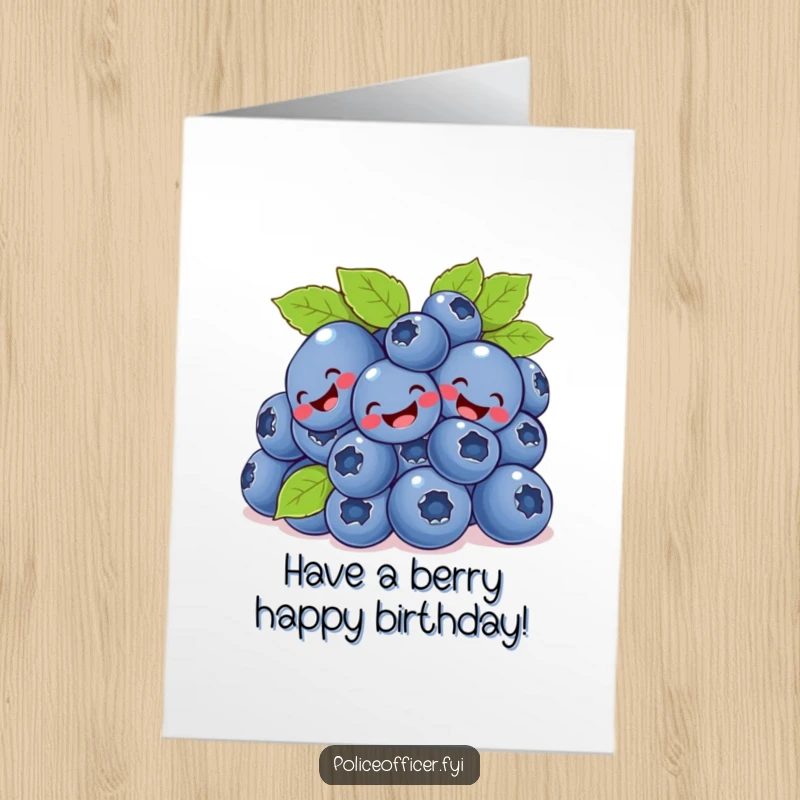 Funny Free Printable Birthday Card: A happy bunch of blueberries comically tumbling down while giggling with delight.