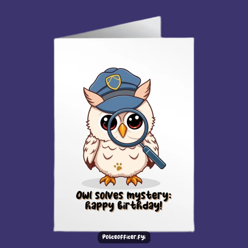 Free Printable Funny Owl Detective Birthday Card: Investigating Fun, Hilarious Wishes