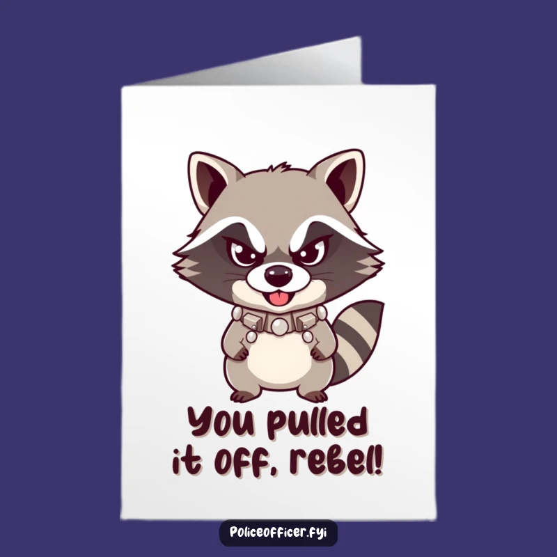 Free Printable Congrats Card: Raccoon's Smirking Downloadable Art for a Naughty Win!
