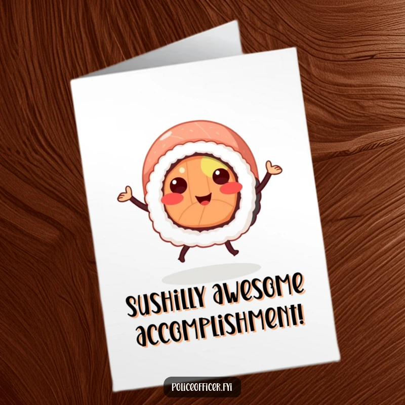 Funny Free Printable Congratulations Card: Sushi Roll Dancing to Celebrate Success