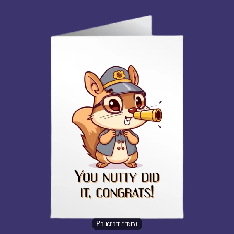 Free Printable Energetic Squirrel Cop Congrats Card - Downloadable DIY Gift!