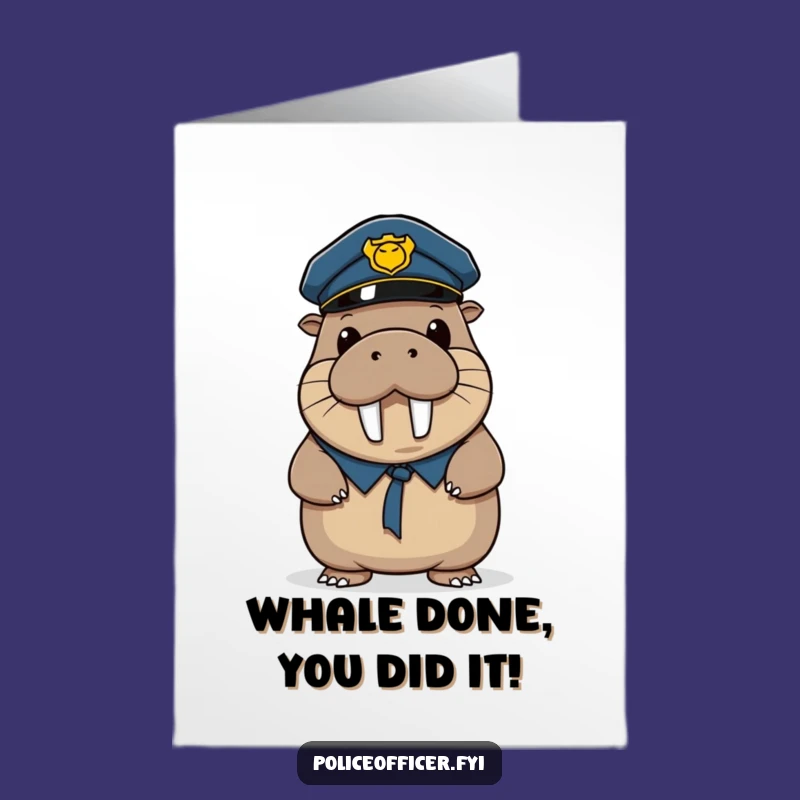 Free Printable Funny Walrus Cop Congrats Card - Downloadable DIY Gift for Success!