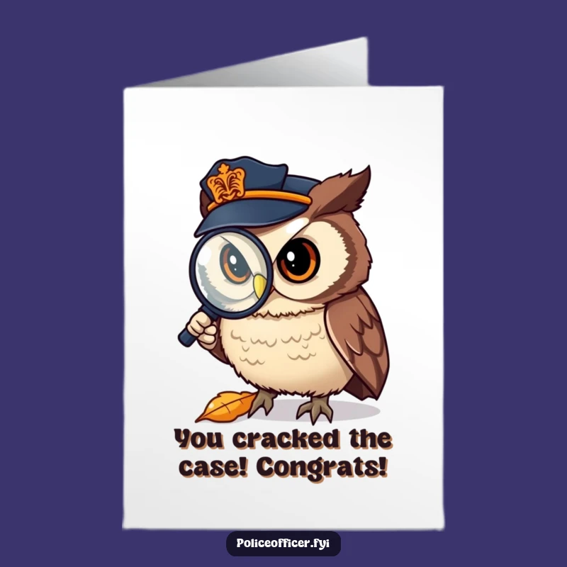 Free Printable Congrats Card: Owl Cop Investigates Success Funny Downloadable Greeting