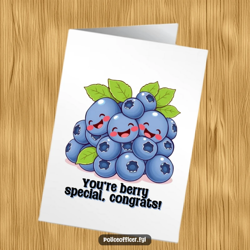 Playful Free Printable Congratulations Card: A group of cheerful blueberries giggling uncontrollably as they tumble together.