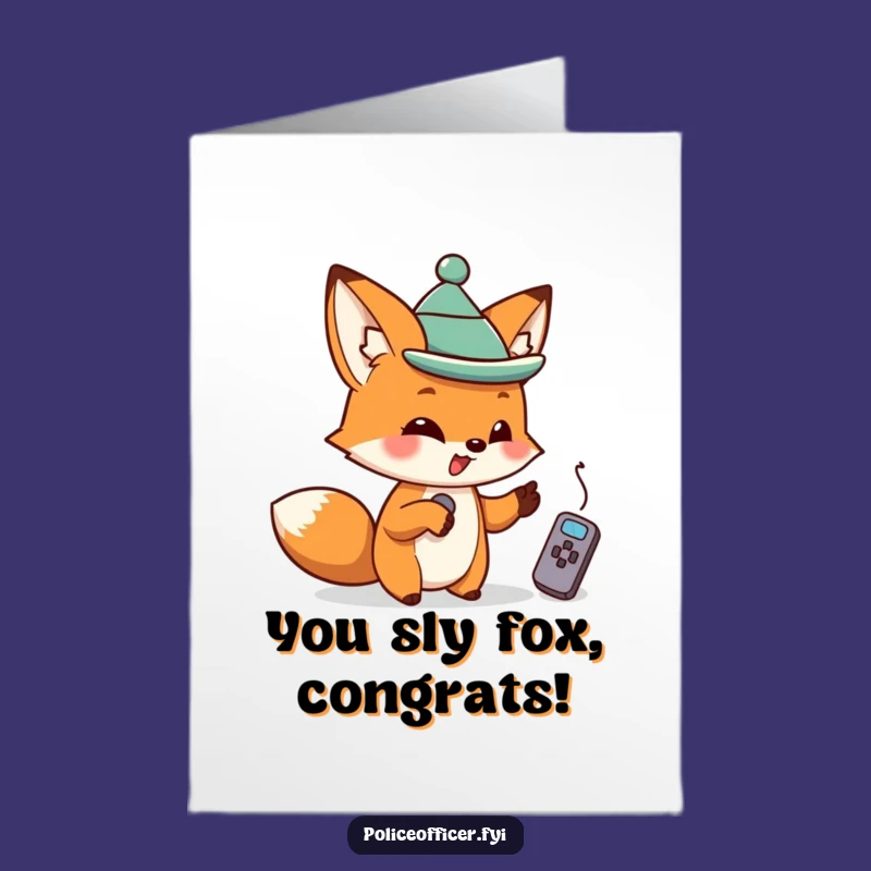 Free Printable Congratulations Card: Fox Points to Success - Funny Downloadable Greeting