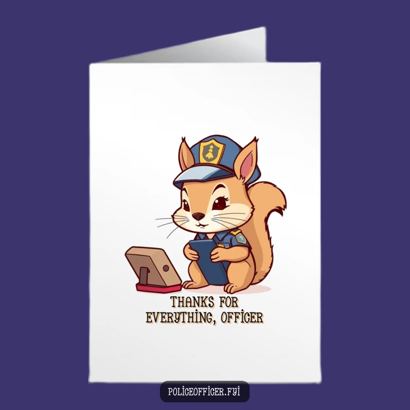 Free Printable Thank You Card: Squirrel Cop for a Dedicated Funny Gift