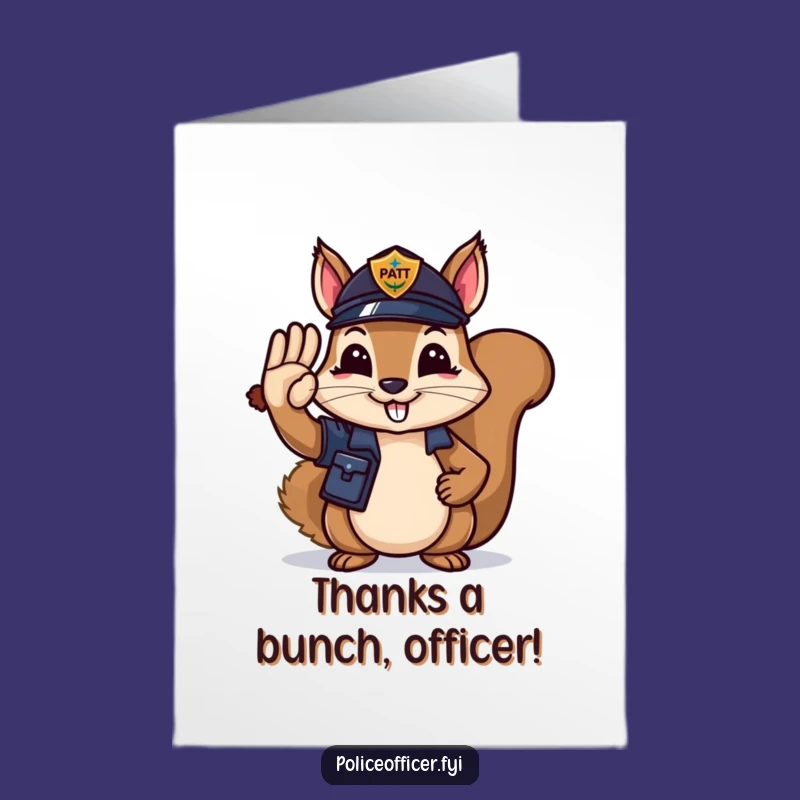 Free Printable Thank You Card: Squirrel Cop Salutes Gratitude! Funny Downloadable Greeting
